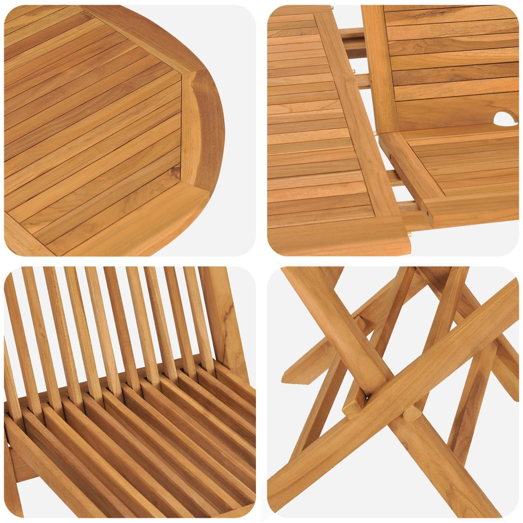 Set da pranzo da giardino a 5 pezzi in legno massello di teak