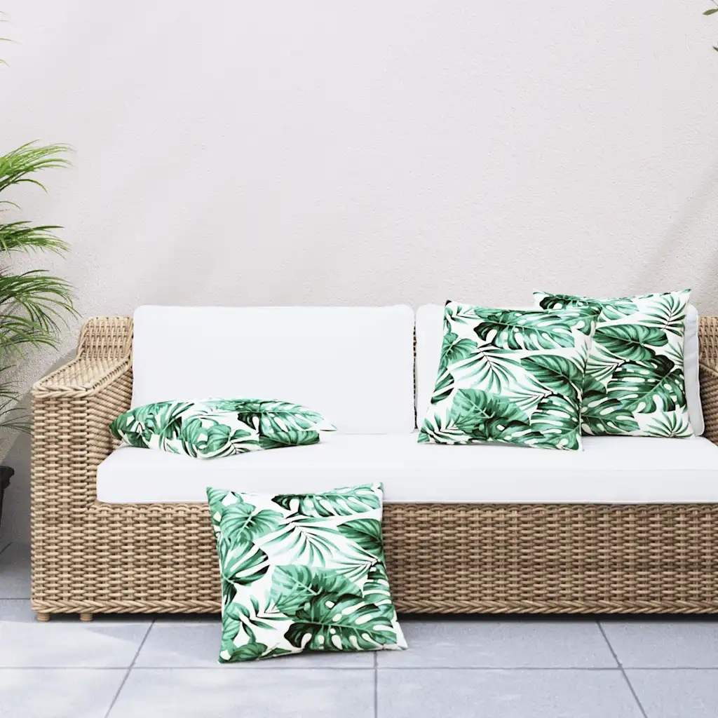 Cuscini per Divano 4 pz-Set di 4 Cuscini per Sofa Motivo a Foglie 60x60 cm in Tessuto