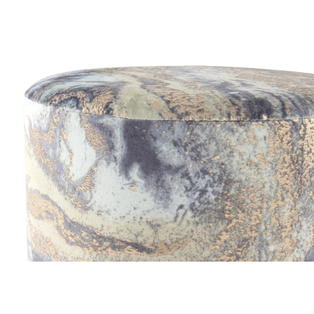 Pouf Gipsy 325 in velluto azzurro e base oro