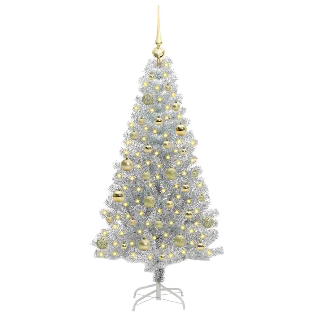 Albero di Natale con 150 LED con supporto Argento 150 cm PET 3396665