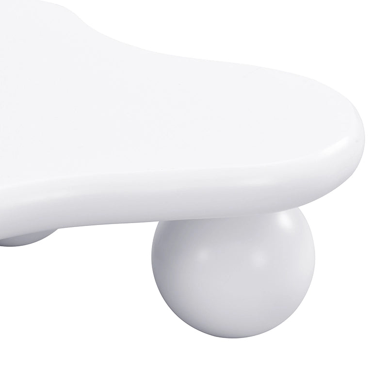 Tavolino da caffè 95x62.5x32 cm; luce LED a 16 colori; design a nuvola; MDF bianco