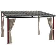 Pergola con Tende Laterali e Tetto Retrattile ¨C Xylo ¨C Alluminio, PC, Crema, 345x300x215-255 cm