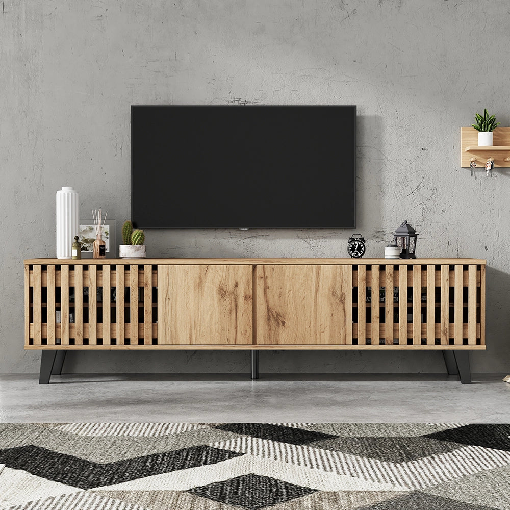 Media center legno - Xylo - 180x40x55cm 8 scomparti