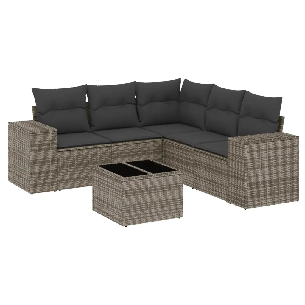 Set Divano da Giardino 6 pz con Cuscini Grigio in Polyrattancod mxl 112445