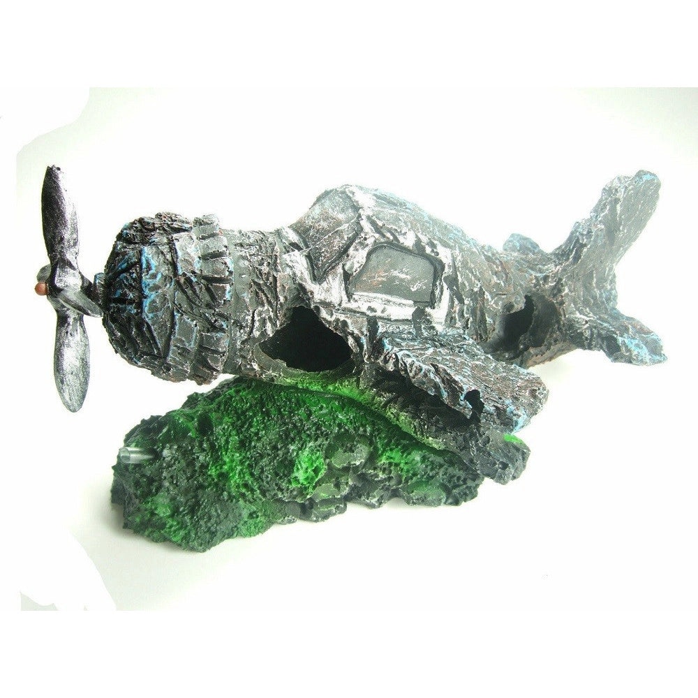 Trade Shop - Decorazione Per Acquario Rottame Aereo Con Elica Resina Pesci Acqua Ornamento -