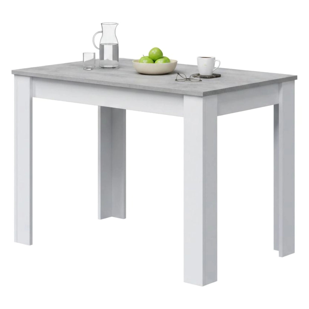 Tavolo fisso Anat, Tavolo per sala pranzo, Tavolo consolle moderno per salotto o cucina, cm 109x67x78, Bianco e Cemento