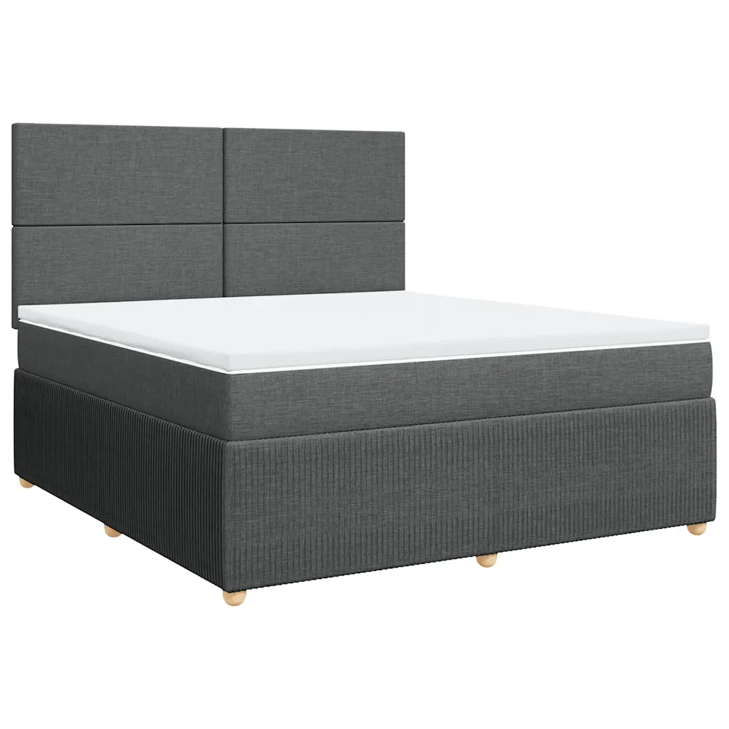 Giroletto a Molle con Materasso Grigio Scuro 180x200 cm Tessuto