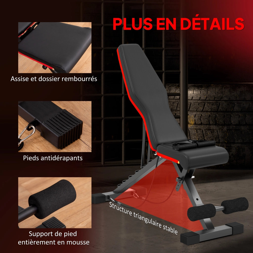 Sedia da fitness regolabile ¨C zephmum ¨C nero e rosso 130x34x109 cm