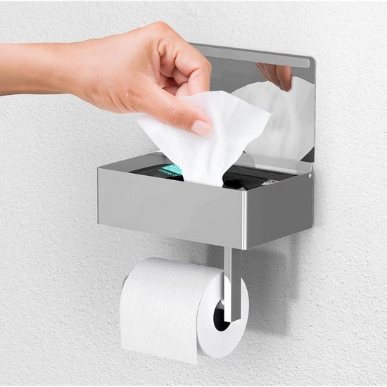 Organizzatore per carta igienica con piastra e dispensatore per asciugamani da bagno - contenitore per asciugamani bagnati - supporto per asciugamani da bagno in acciaio inossidabile - organizzatore per la stanza da bagno in acciaio inossidabile.