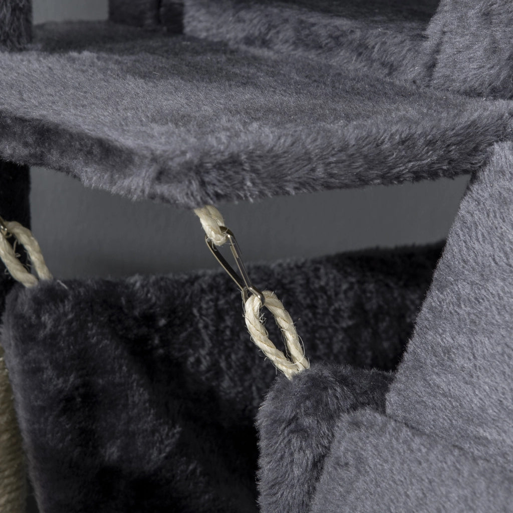Albero per Gatti con Tiragraffi e Letto ¨C Zephmum ¨C Grigio Scuro 48x48x125 cm