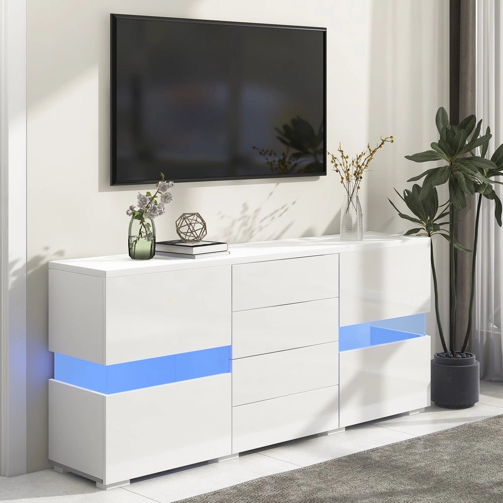 Credenza Laccata con LED 16 Colori ¨C MINIMAL ¨C Bianco Lucido