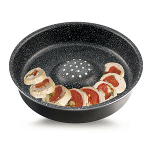 Padella Multiuso Multicooker 26 Cm Cottura Dietetica Ecostone Rivestimento In Pietra Silex Nero