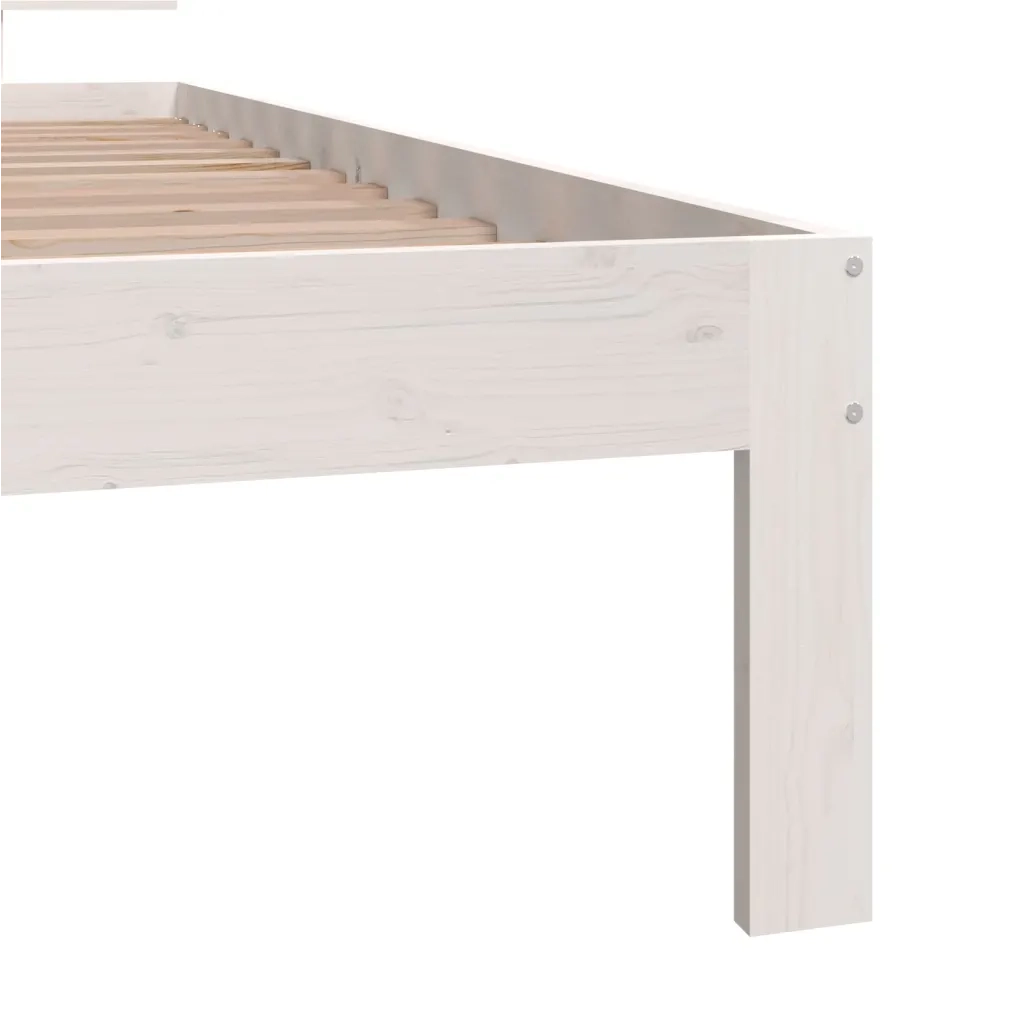 Giroletto-Struttura Letto Bianco in Legno Massello di Pino 90x200 cm 352967