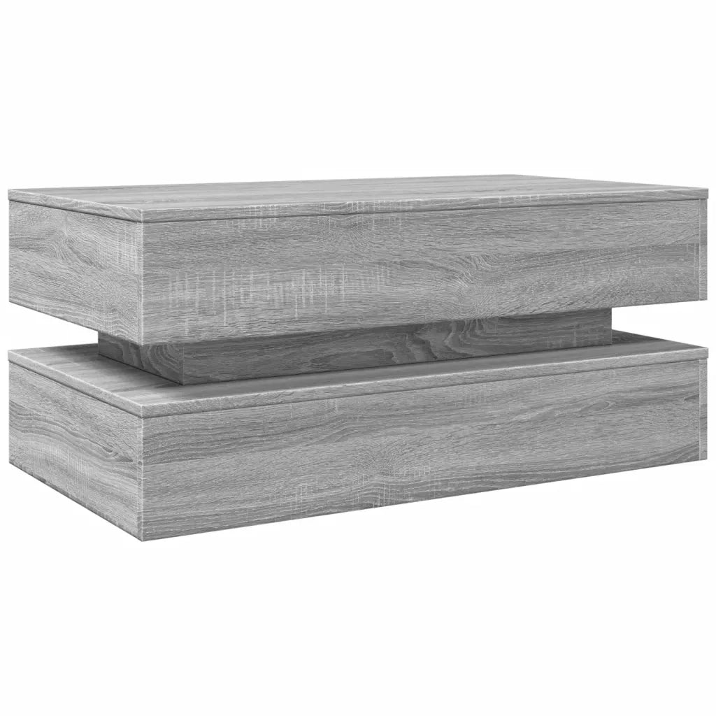 Tavolino da salotto | Tavolino da caff¨¨ | Tavolino da Soggiorno con Luci LED Grigio Sonoma 90x50x40 cm