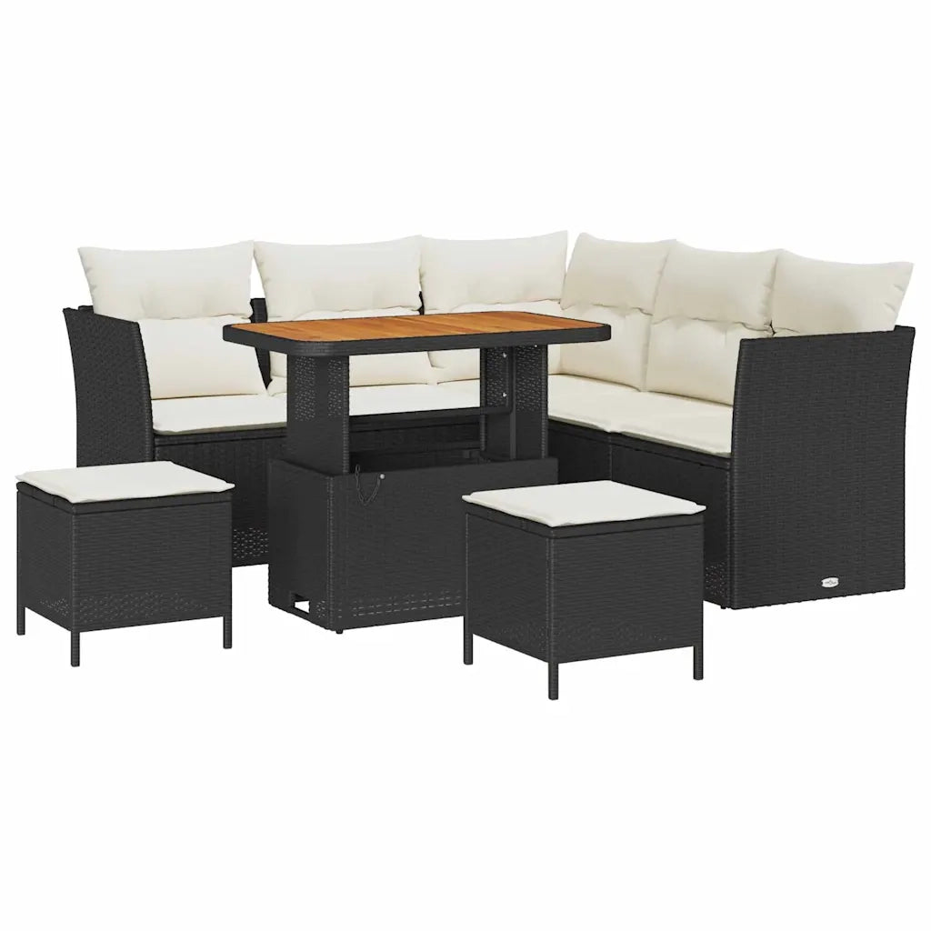 Set Divano da Giardino 8 pcs Nero polyrattan 3361485