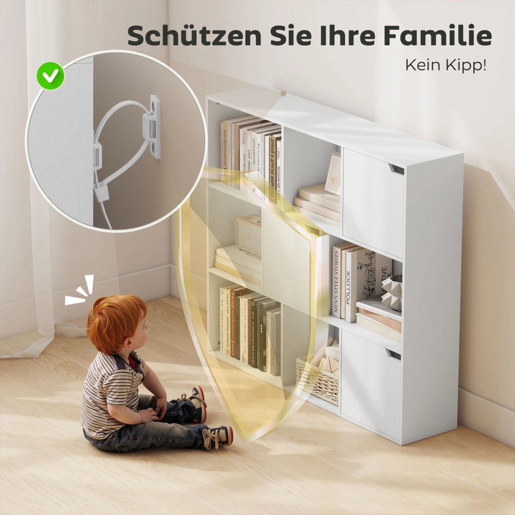 Libreria con Ante e Ripiani Aperti ¨C Zephmum ¨C Bianco Truciolato 100x30x200
