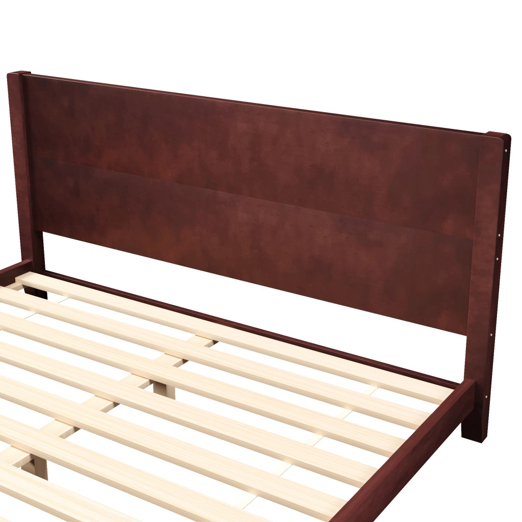 Letto Matrimoniale 180 x 200 cm con Testiera e Rete a Doghe; in MDF e Compensato; Marrone