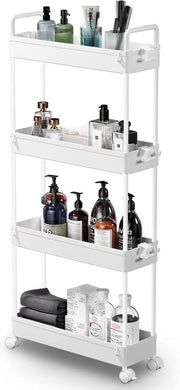 Carrello di Deposito per Auto - Organizzatore Rotante per Spazi Ristretti - 1 pezzo - Bianco - Plastica