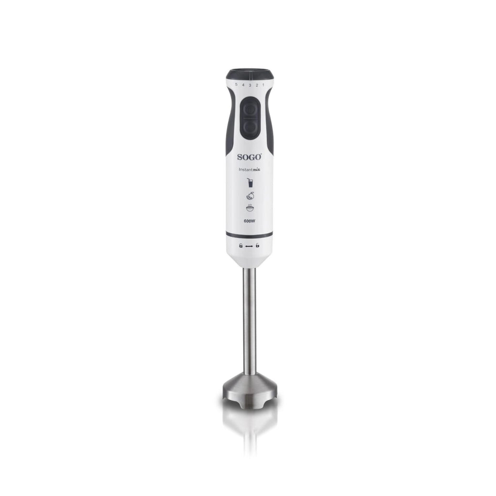 Frullatore elettrico a immersione 600W, 5 velocità variabili, lame acciaio inox, bicchiere graduato 700ml cucina - SOGO