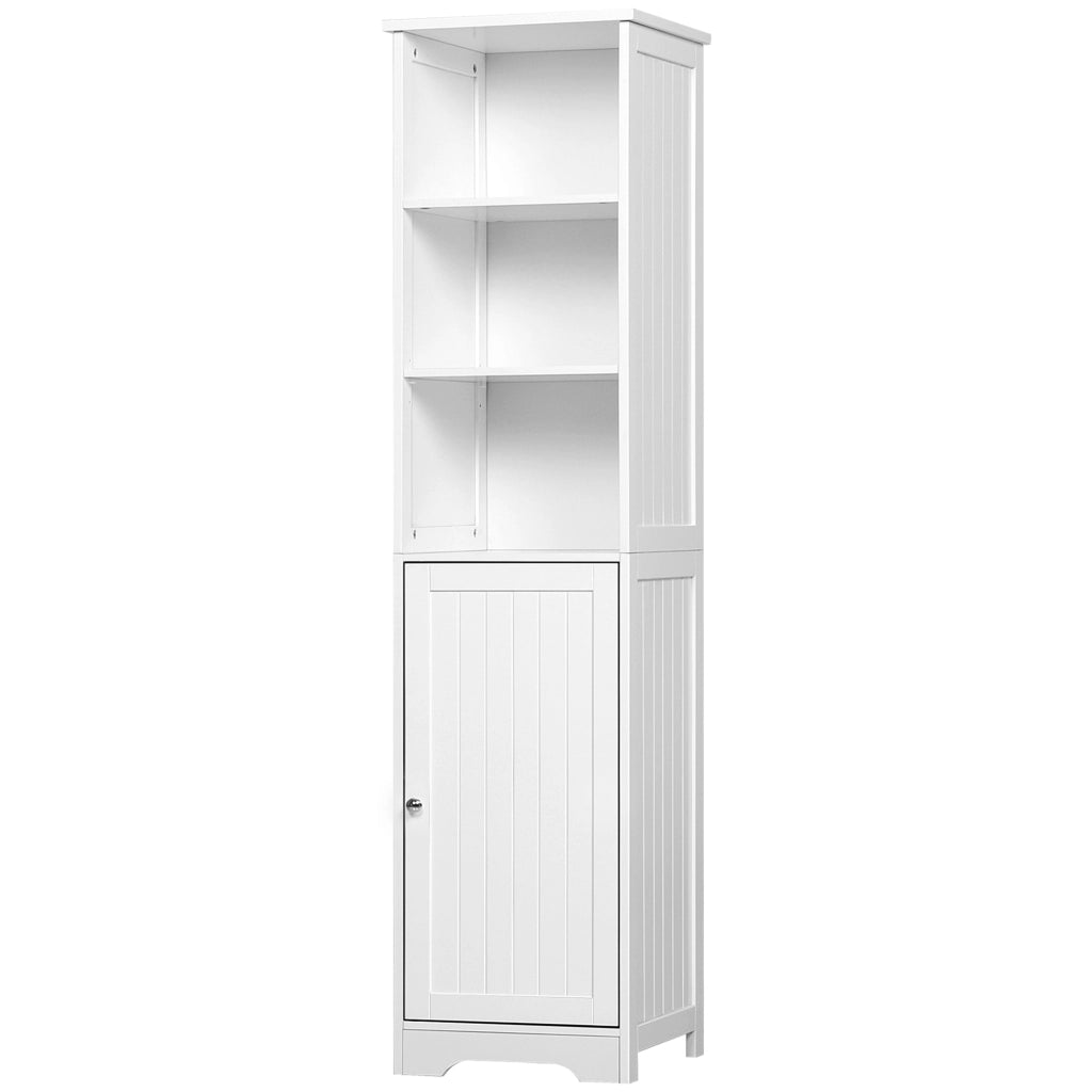 Colonna Bagno 5 Ripiani con Anta e Ripiano Regolabile ¨C zephmum ¨C Bianco 40x38x160 cm
