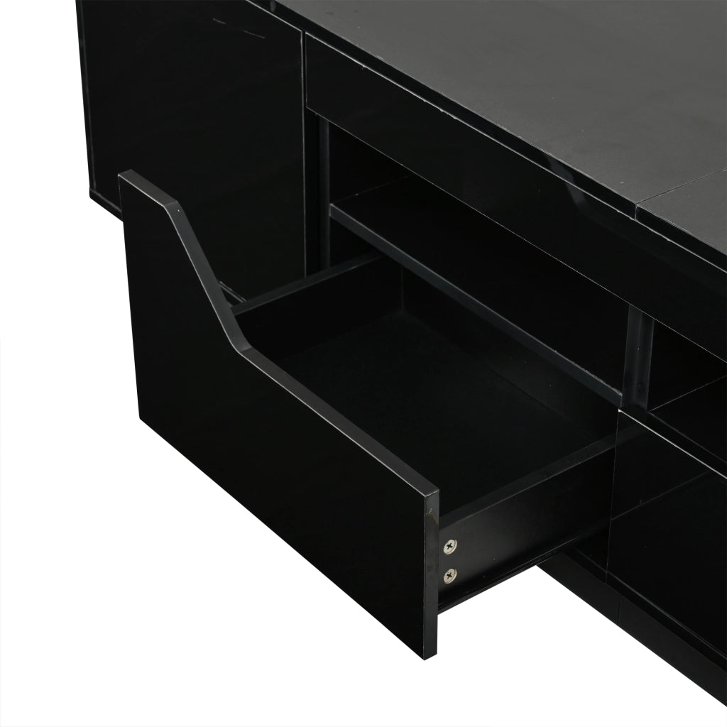 Mobile TV 180x40x45 cm con LED controllabile da app; truciolare nero