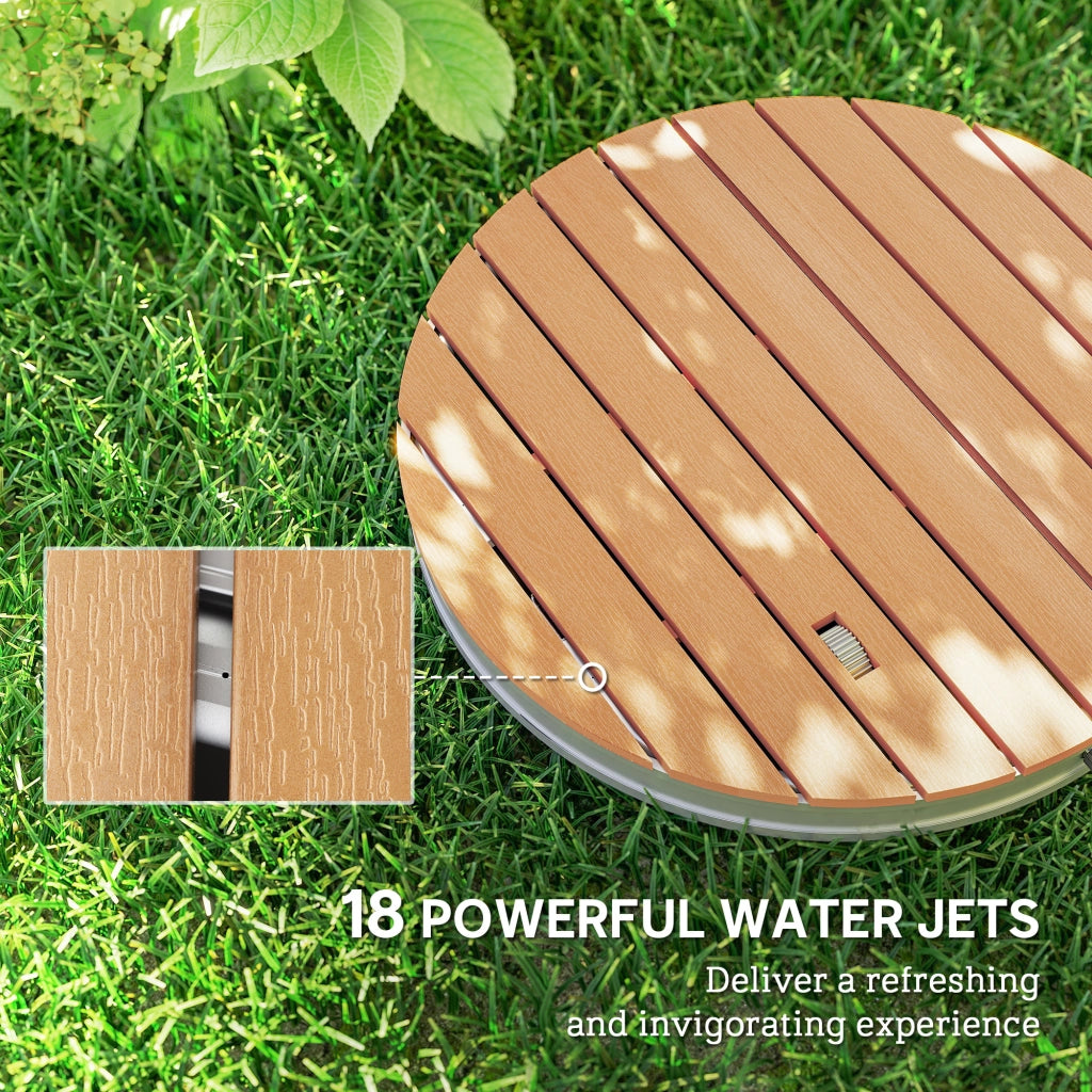 Doccia da Giardino Portatile Ø70,5x7,5 cm Getti d'Acqua Regolabili fino a 4 m in Polistirene Effetto Legno