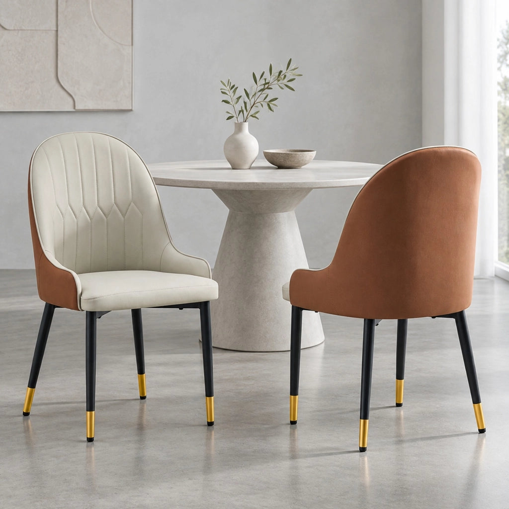 Set di 2 sedie da pranzo in PU con struttura in metallo