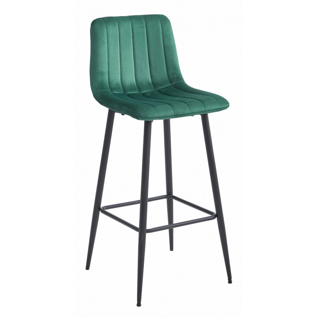 Set di 2 Sgabelli Bar Pozza in Velluto Verde Bosco