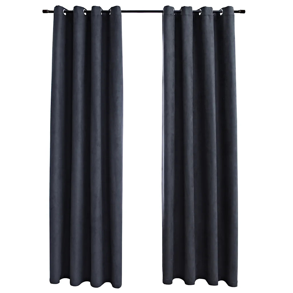 Tende Oscuranti | Tende Blackout con Anelli in Metallo 2 pz Antracite 140x175 cm