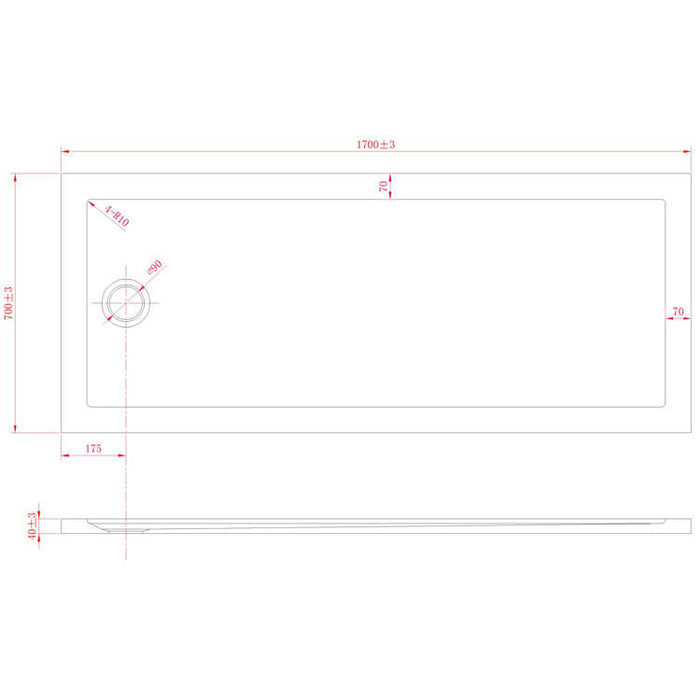 Piatto Doccia 70x140 cm in Acrilico Fosterberg Floret Bianco Lucido