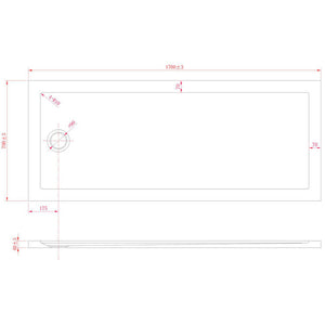 Piatto Doccia 70x170 cm in Acrilico Fosterberg Floret Bianco Lucido