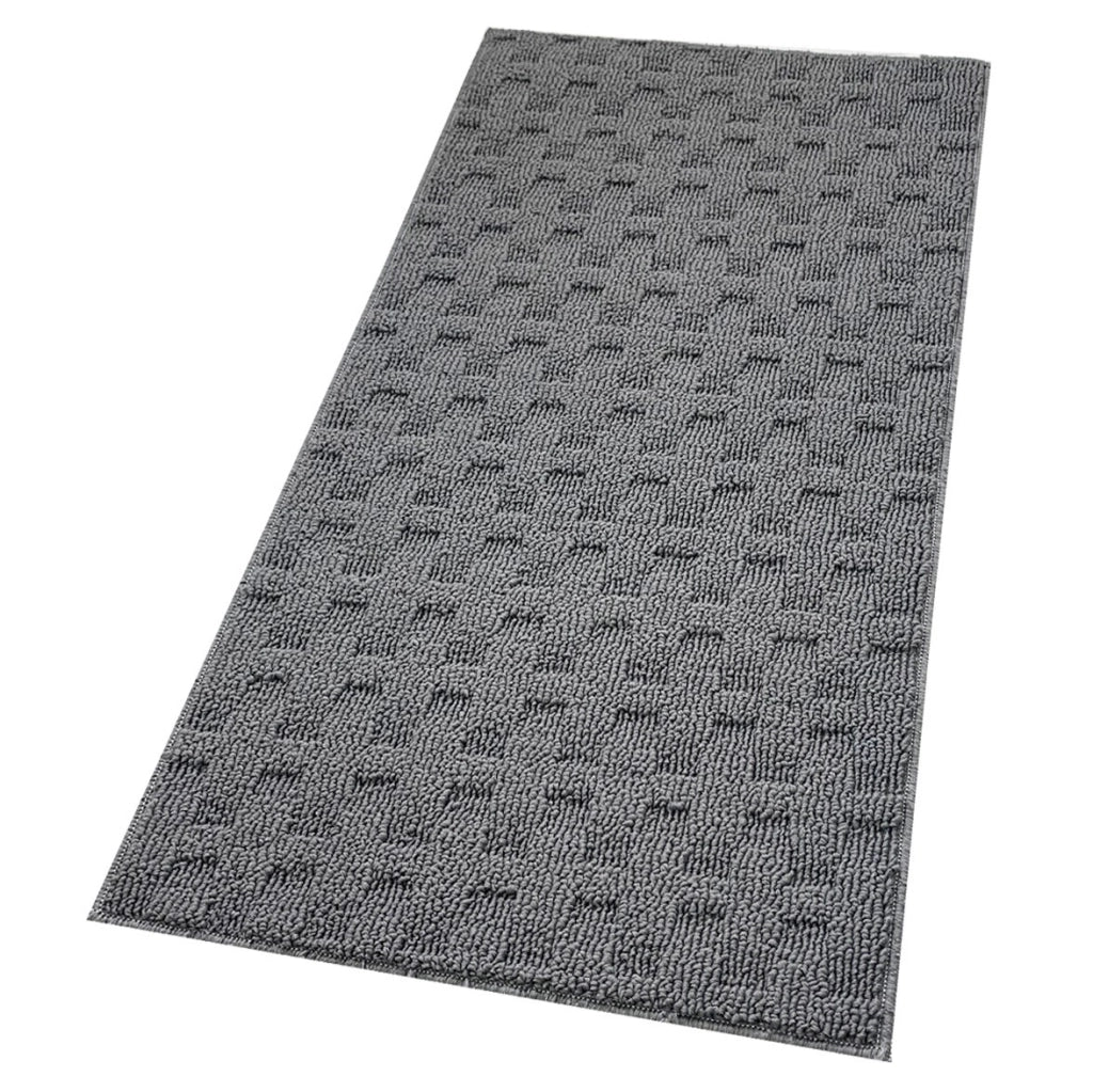 Tappeto Bagno Morbido Assorbente Antiscivolo 3D Intrecciato Scendiletto Lavabile 45x75 Cm Grigio