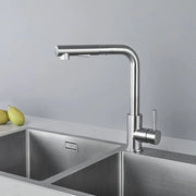 Uscibile alta pressione rubinetto cucina, rubinetto cucina con doccia, due getti d'acqua, rubinetto da lavabo a un giro, 360° girevole, miscelatore cucina, acciaio inossidabile lucidato, X203S