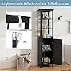 Mobile Bagno, Armadietto da Terra in Legno Salvaspazio con 3 Ripiani Regolabili, Mobiletto Colonna per Soggiorno e Camera da Letto, 40 x 32 x 161,5cm (Nero)