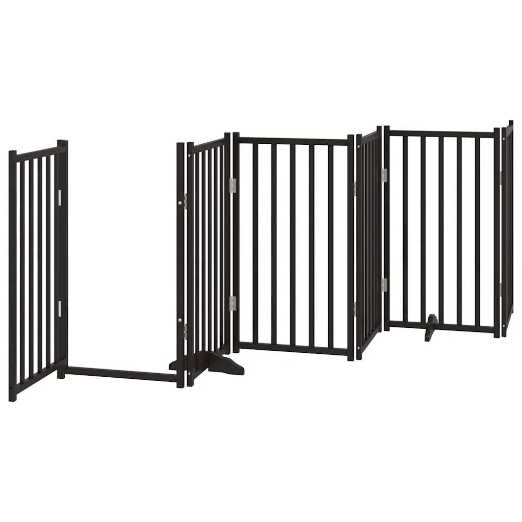Cancelletto di sicurezza per animali domestici porta pieghevole 15 pannelli legno di pioppo nero 02_0023221