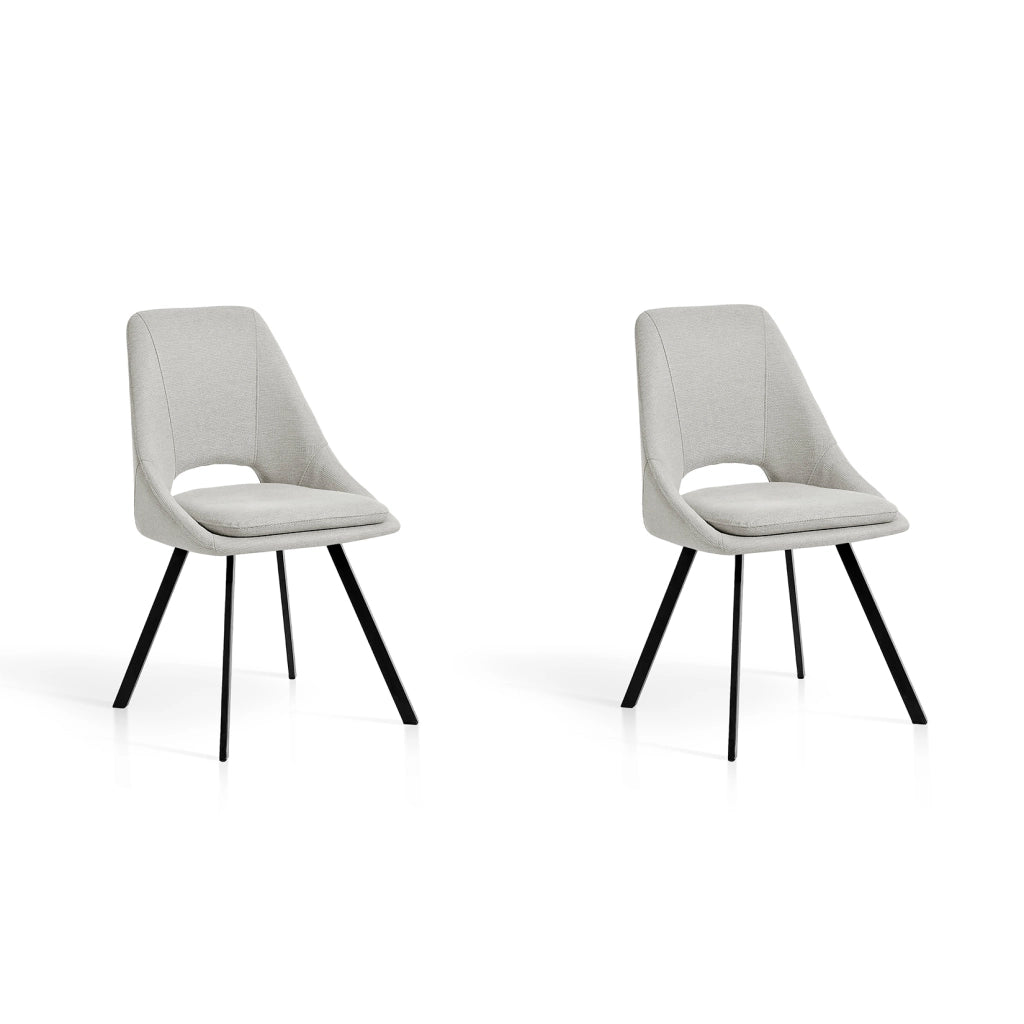 Set 2 sedie da pranzo Hispanohogar ferro e tessuto beige 85×48×57 cm