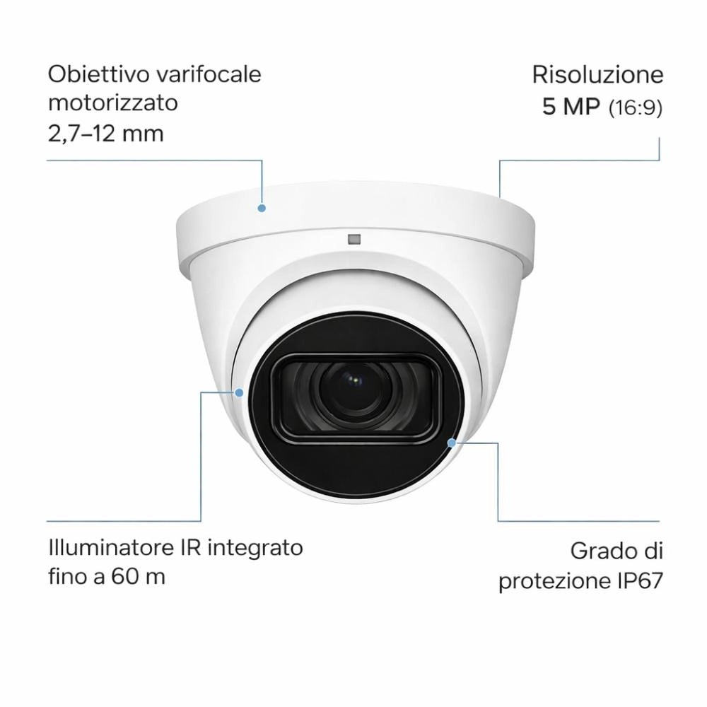 Dahua hac-hdw1500tmq-z-a telecamera hdcvi eyeball 5 mp ir smart