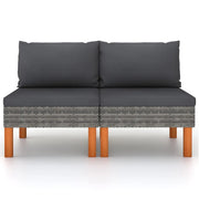 Divani Centrali 2 pz Polyrattan e Legno Massello di Eucalipto 315756