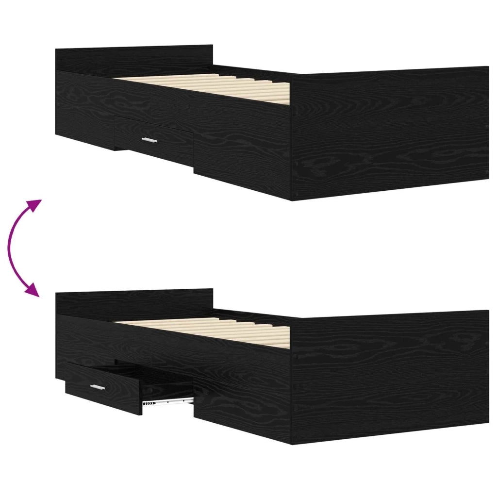 Telaio del letto con storage Rovere Nero 80 x 200 cm 3429507