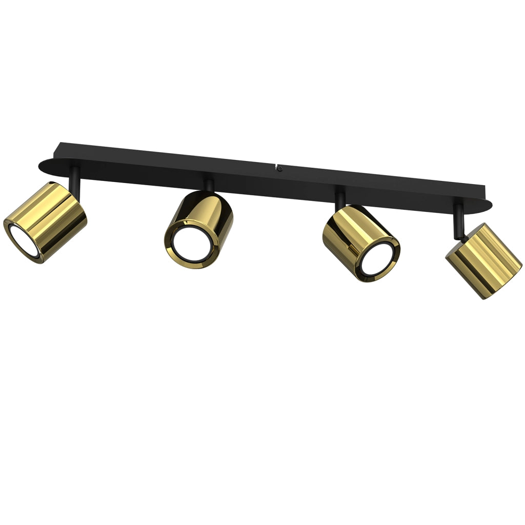 Plafoniera barra nera/ottone 4 spot orientabili GU10 Demia