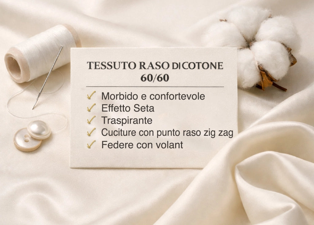 Completo Lenzuola Matrimoniale 100% Raso Cotone Floreale Dis. Angelica