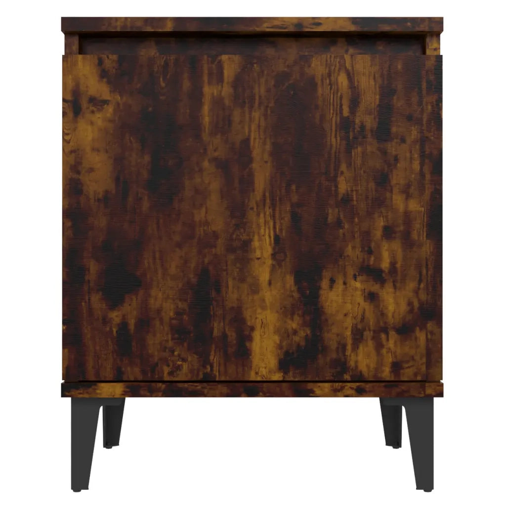 Comodino con Gambe in Metallo Rovere Fumo 40x30x50 cm 813116