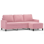 Divano | Divano da soggiorno | Sofa a 3 Posti con Poggiapiedi rosa 180 cm in Velluto
