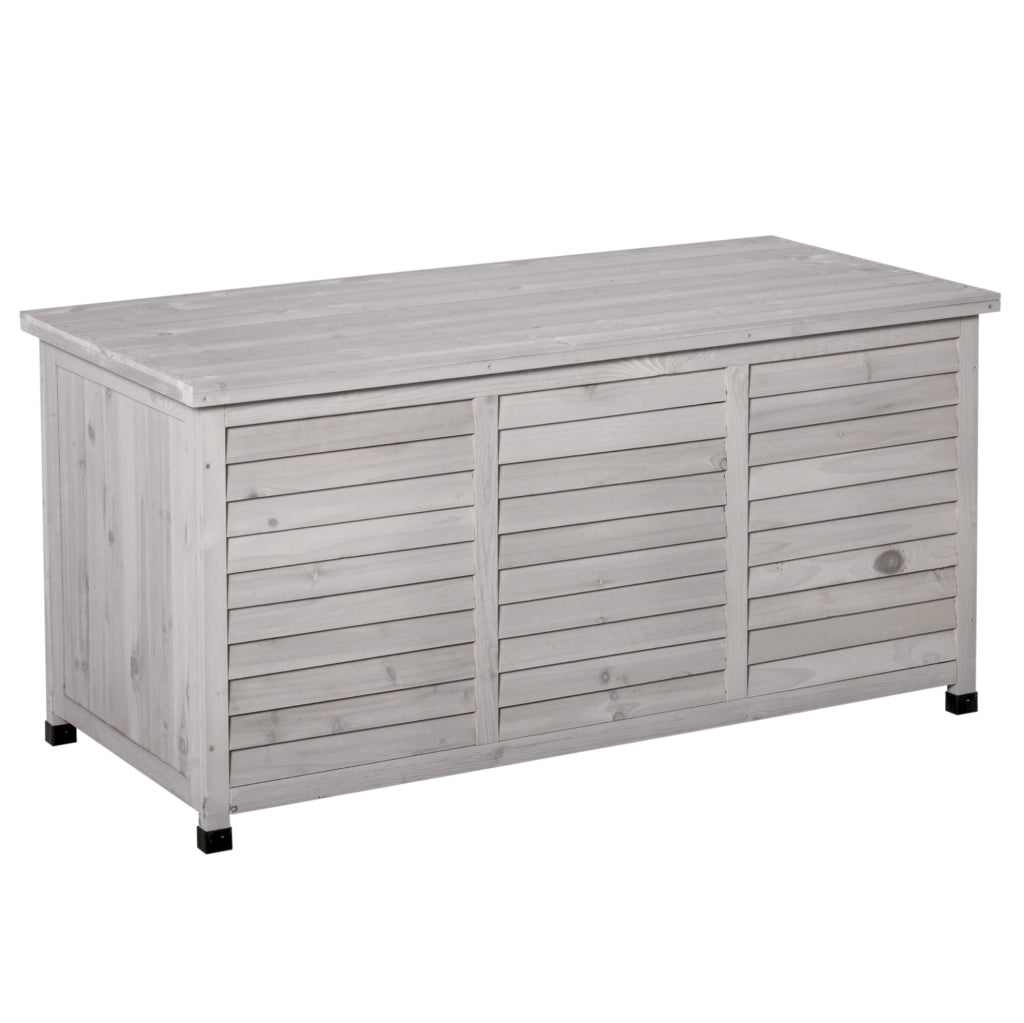 Cassapanca da giardino in legno grigio chiaro 127x56x60 cm