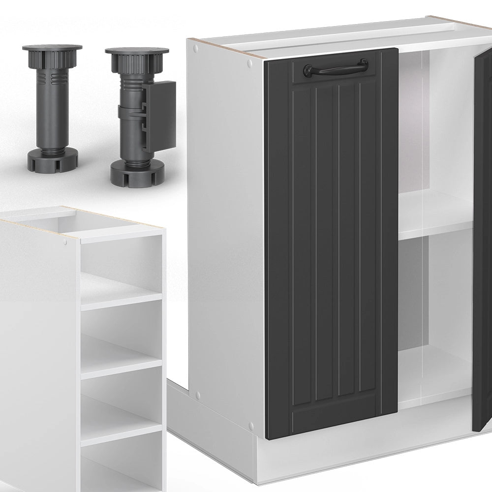 Isola cucina Fame-Line Antracite rustico/Bianco 90 cm senza piano di lavoro Vicco