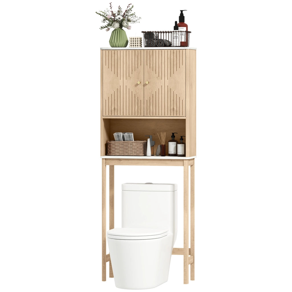 Mobile WC salvaspazio ¨C Xylo ¨C legno rovere con ante e ripiani 66x25x168 cm