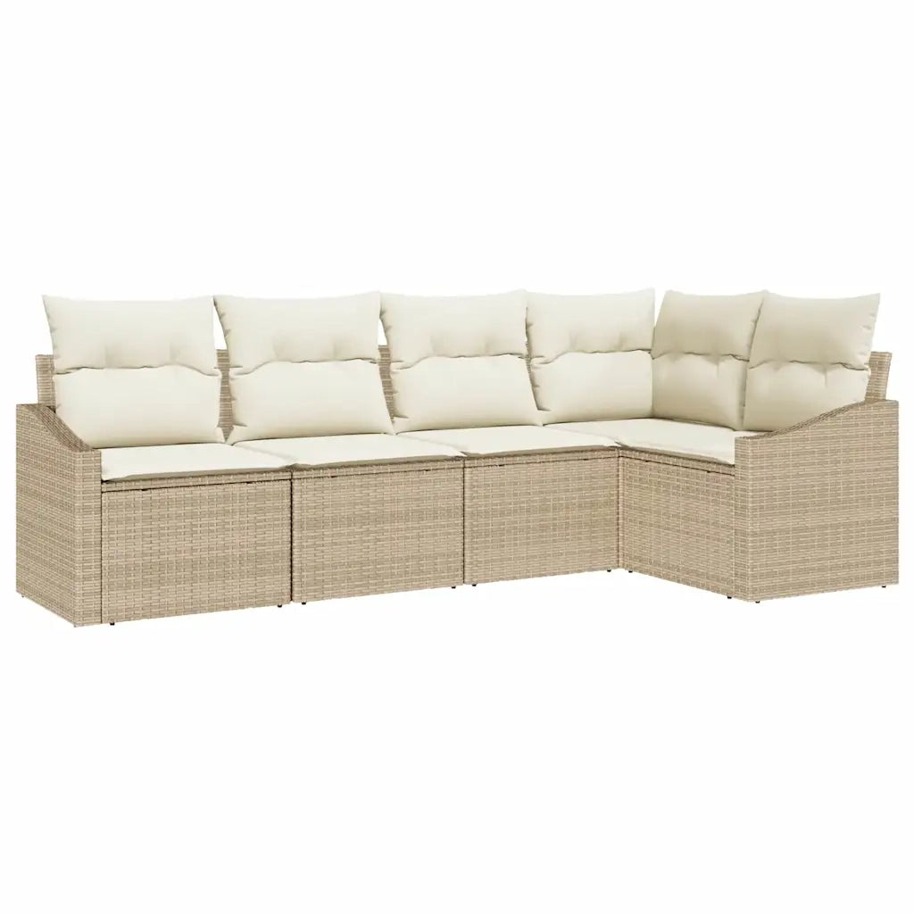 Set di divani con cuscino 5 pcs Beige polyrattan