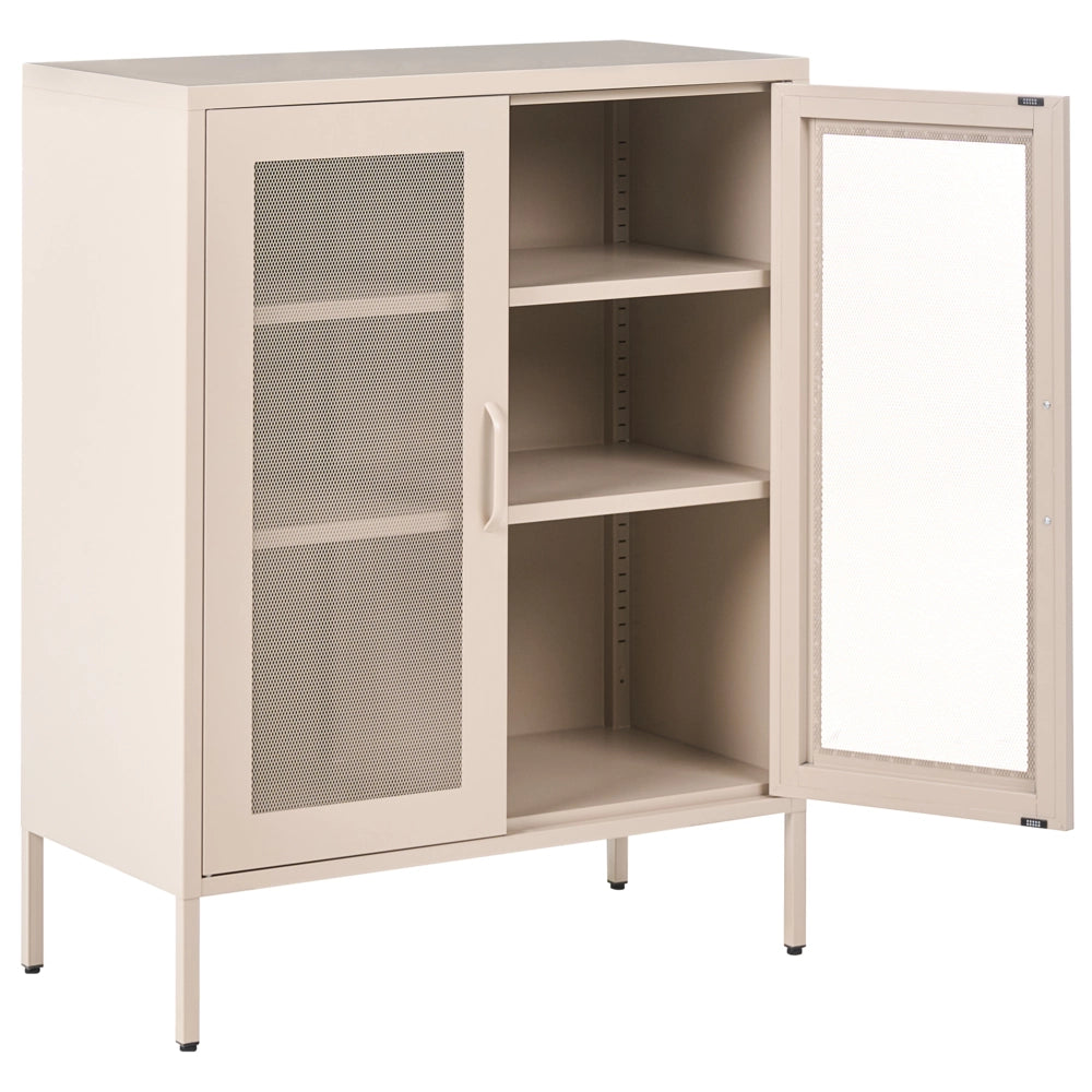 Credenza da ufficio in acciaio in stile industriale moderno 2 ante e 3 ripiani beige chiaro moderno contemporaneo ufficio