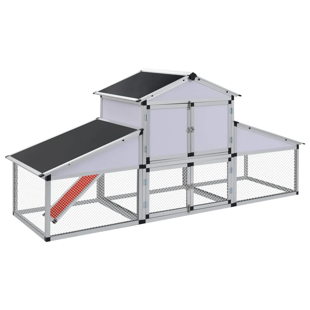 Pollaio grande in alluminio e MDF con rampe e 1 nido 258 cm 02_0001677