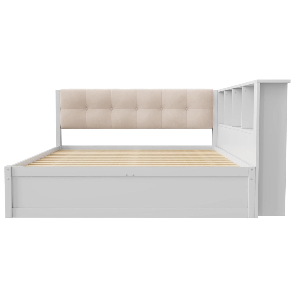 Letto daybed 140x200 cm con 2 cassetti, mensola laterale, LED dimmerabile e USB